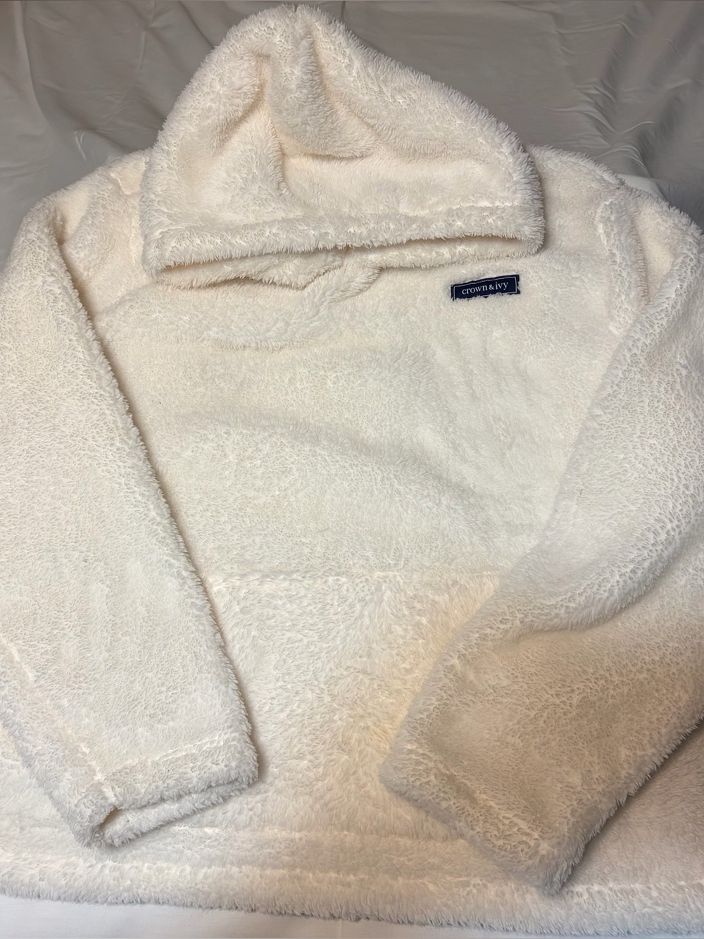 Crown & Ivy Cream Sherpa Hooded Pullover Men’s XXL